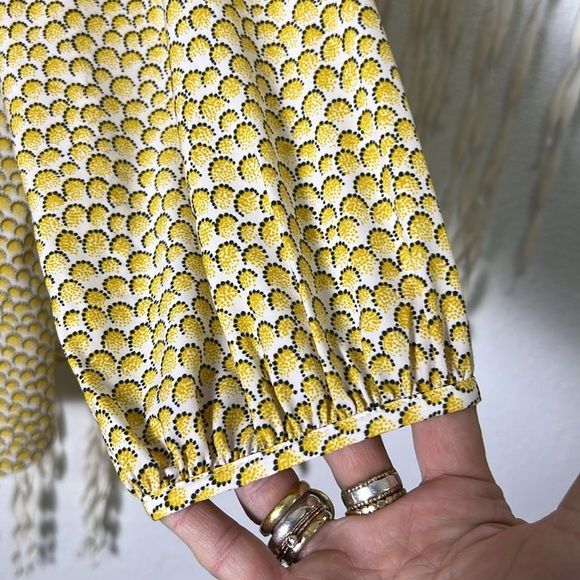 Boden Polly Marigold Yellow Crescent Print Peasant Blouse M/L - Picture 7 of 13